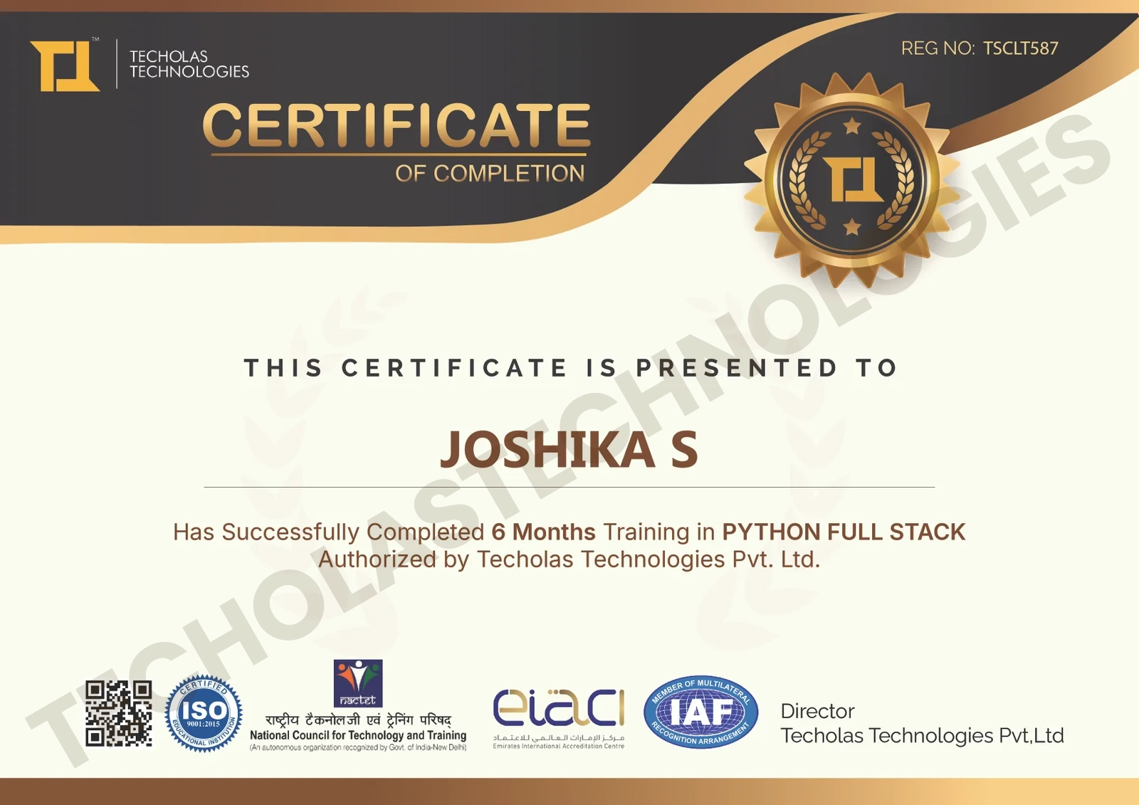 Software Testing Internship Completion Certificate